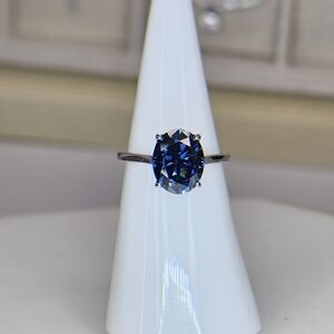3ct Oval Royal Blue Moissanite Ring. Size 5.5